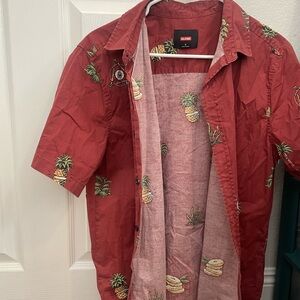 Globe Maroon Shirt with Pineapple Design